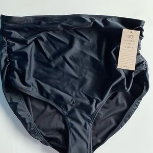 Albion black high waisted runched swim bottoms XL NWT